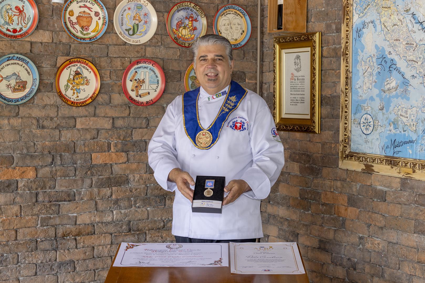 Chef Délio Canabrava recebe prêmio internacional por atuação na gastronomia italiana