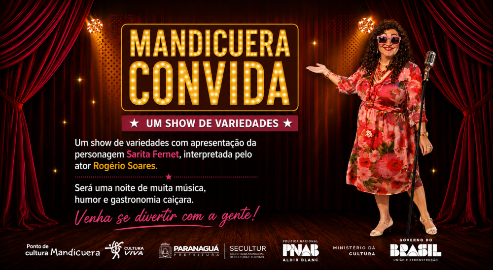 Show de Variedades Mandicuera Convida, em Paranaguá, reúne música, cinema e gastronomia caiçara O Mandicuera Convida deste sábado (16) reunirá diversas apresentações artísticas no Ponto da Cultura Caiçara, na Ilha dos Valadares.