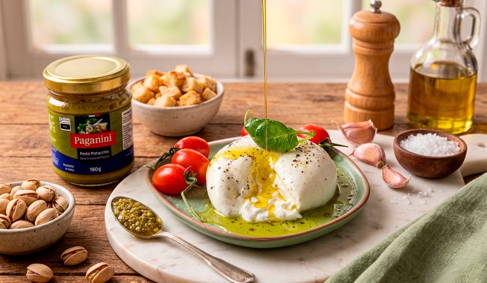 Paganini lança dois novos molhos pestos: o cremoso genovês e o depistache Marca de gastronomia italiana apresenta também as novas receitas das Bruschettas A Paganini, marca que possui o maior leque de produtos gastronômicos italianos no Brasil, lançou dois novos molhos pestos que prometem trazer ainda mais sabor à mesa
