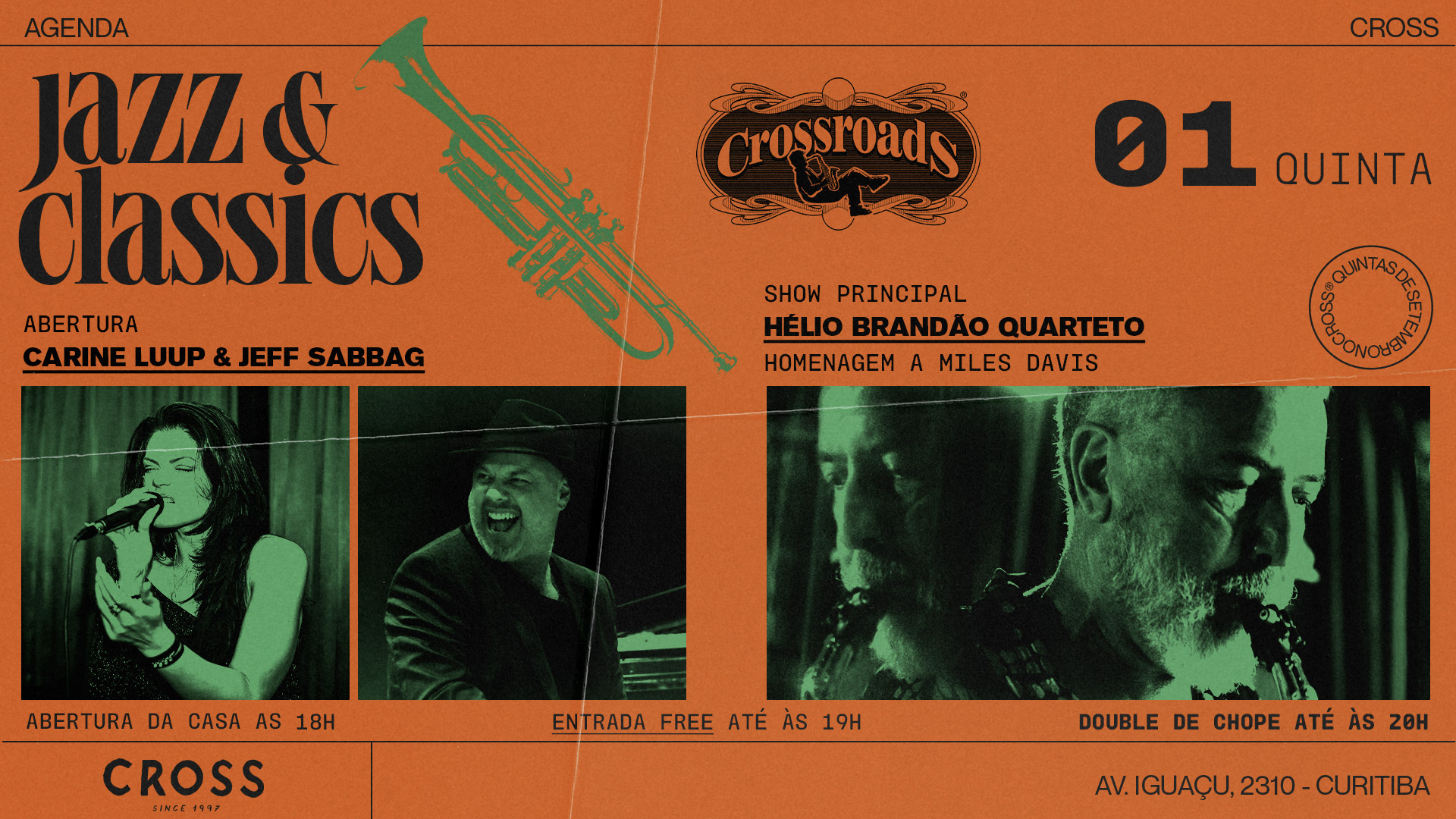 Jazz ganha as quintas do Crossroads com estreia dedicada a Miles