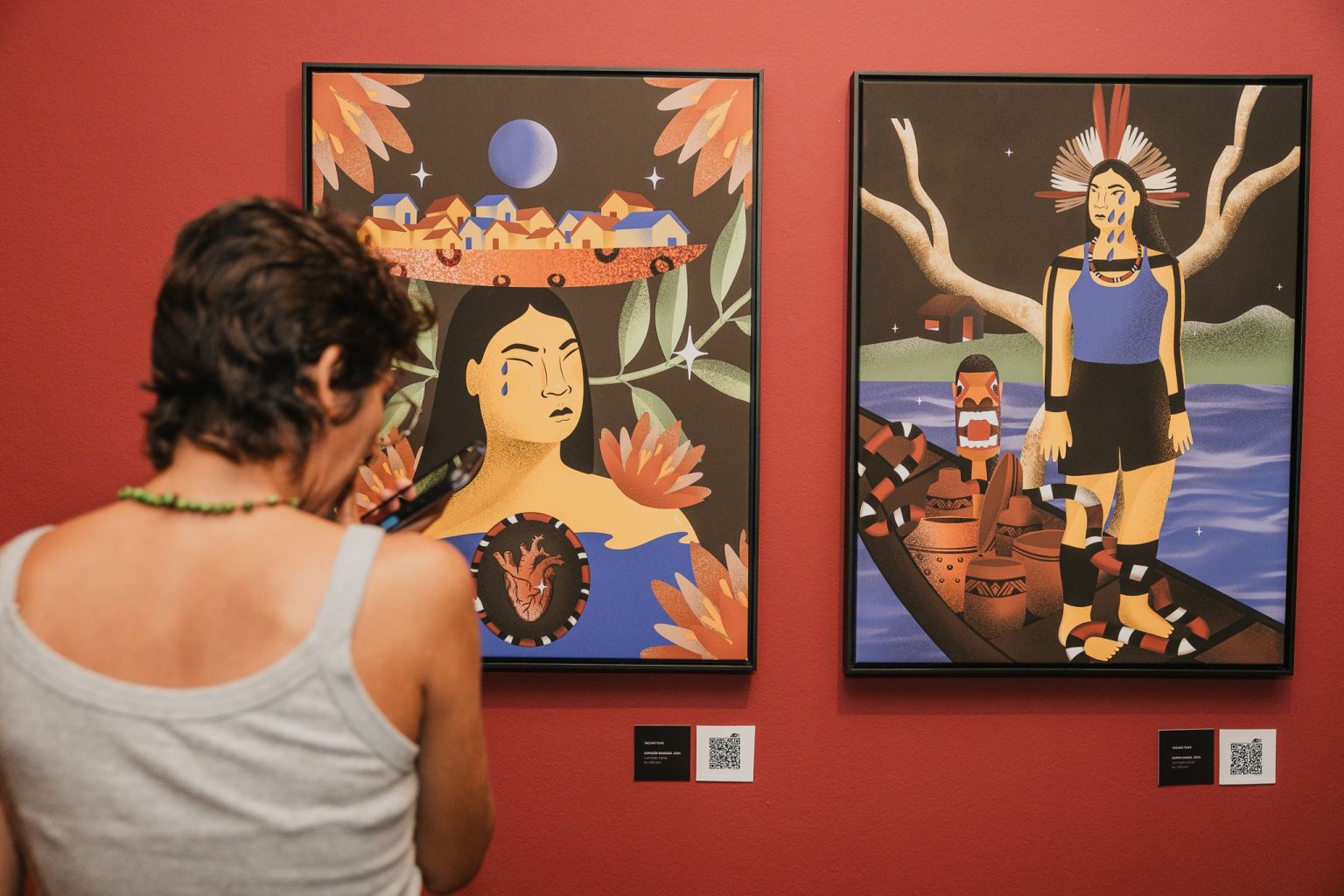 Chave: yacunã tuxá, toda árvore tem raiz, caixa cultura, curitiba, exposição, arte indígena, artes plásticas, centro,