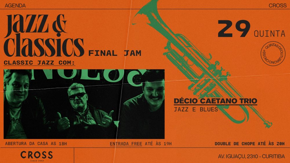 Final Jam encerra a programação de outubro nesta quinta-feira, dia 29, com apresentação de jazz e blues.